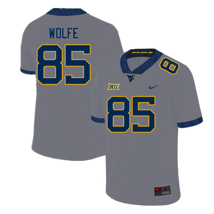 Men #85 Ryan Wolfe West Virginia Mountaineers College Football Jerseys Stitched Sale-Gray